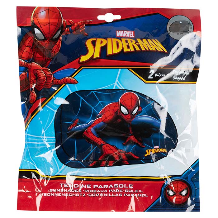 Solbeskytter Spiderman 2 stk 65x38 cm - formede solskærme til bilvindue, UV-beskyttelse - Disney
