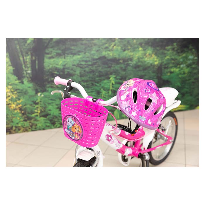 Paw Patrol børnecykelkurv lyserød med stropper til styr - Paw Patrol