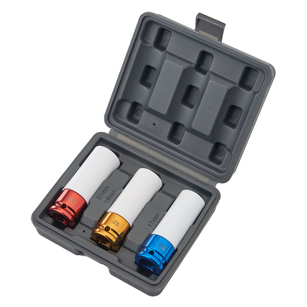 Krafttoppesæt 17-19-21 mm 1/2 med plastkappe til alufælge - Avant