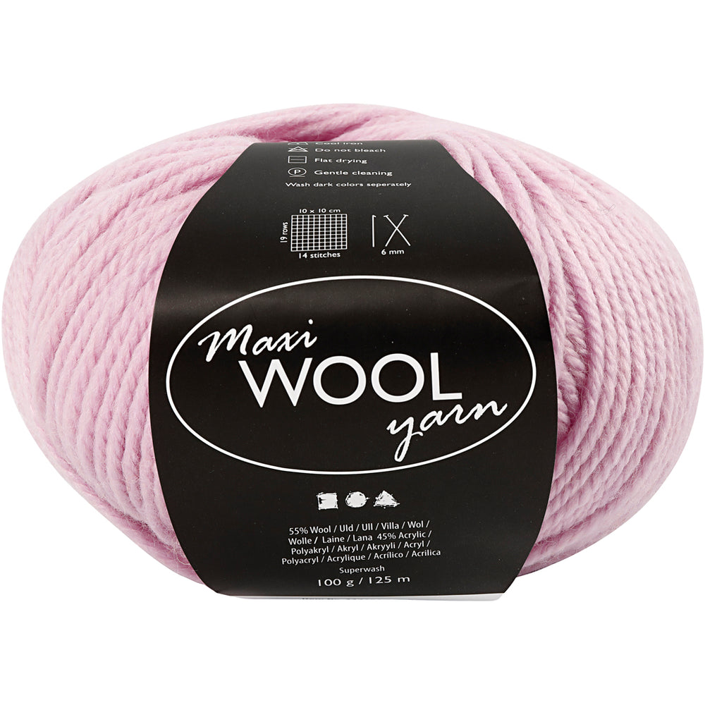 Uldgarn, L: 125 M, sart rosa, 100 g/ 1 ngl.