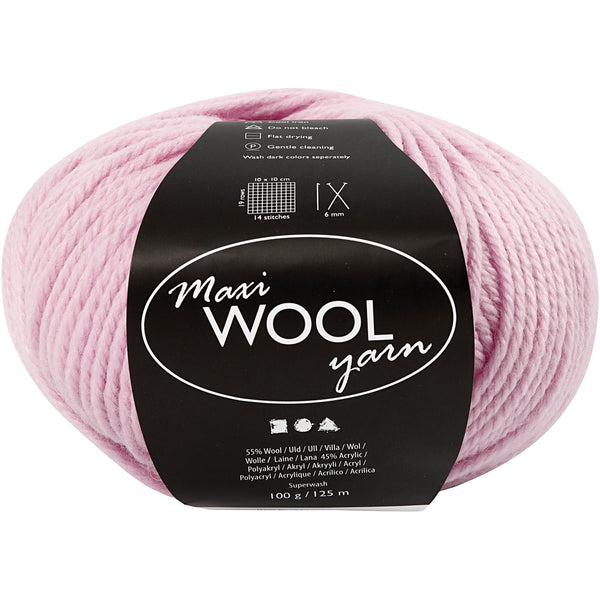 Uldgarn, L: 125 M, sart rosa, 100 g/ 1 ngl.