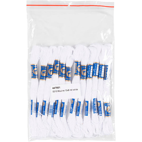 Broderigarn, 6-trådet, hvid, 12x8 m/ 1 pk.