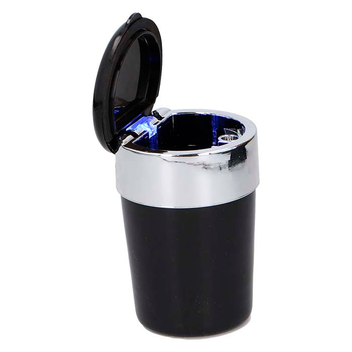Askebæger med automatisk LED-lys til kopholder, sort/chrome - Allride