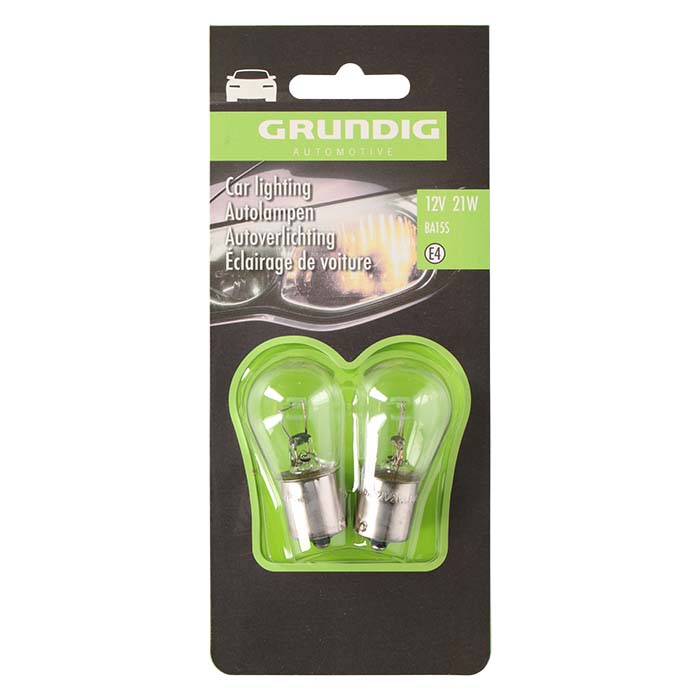 P21W 12V BA15s autopære til bremselys & blinklys, 2 stk. - Grundig