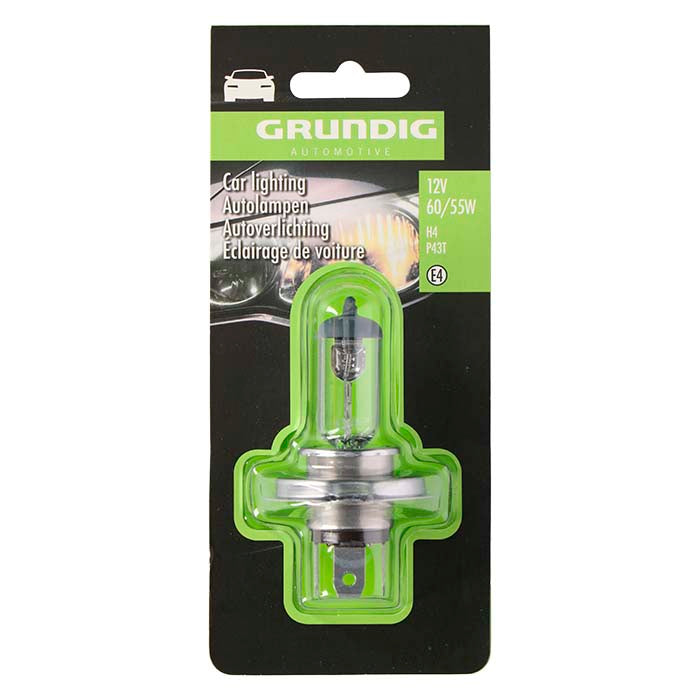 Autopære H4 55/60W 12V - halogen nær-/fjernlys til person- og varebil, 1 stk. Grundig