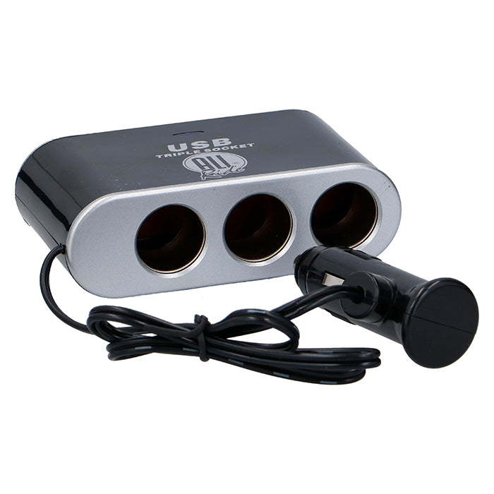 Cigartænderudtag - 3 x strømudtag, 1 x USB - allride