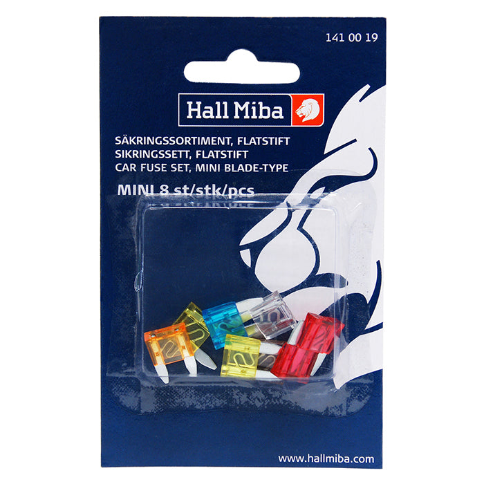 Mini fladsikringer 8 stk. (5 - 25A) til bil/motorcykel/båd - Carpoint