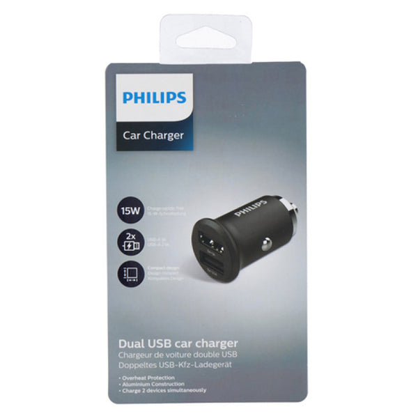 Biloplader 2x USB-A 15W til cigarettænder 12 - 24V - Philips