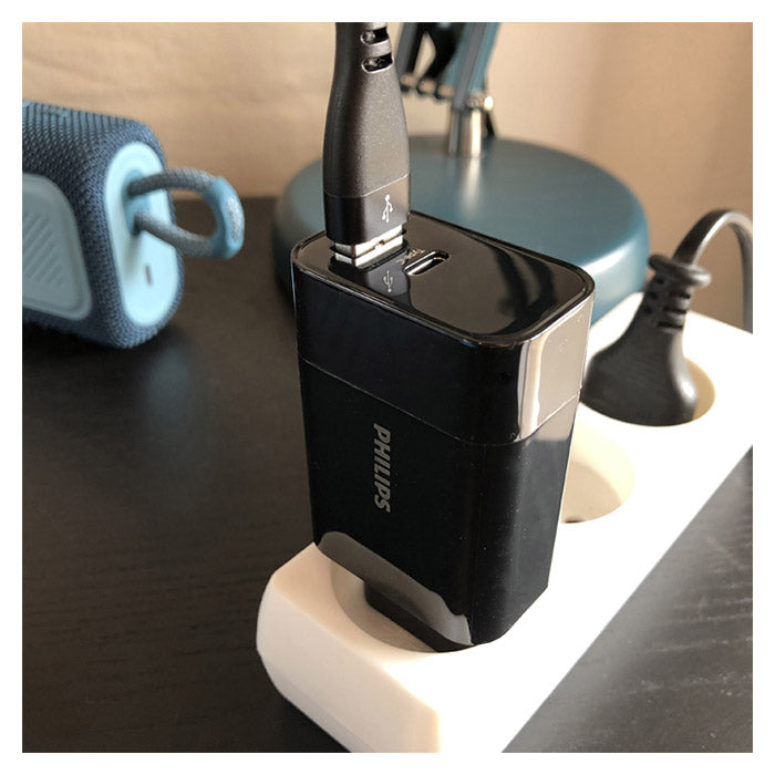 30W USB-A+USB-C hurtigoplader, kompakt vægadapter - Philips