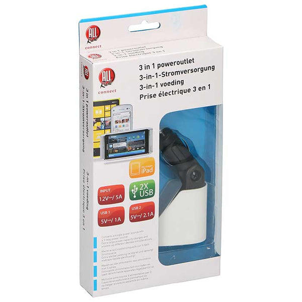 2x USB + 1x cigartænder fordelerstik 2.1A 12V - allride