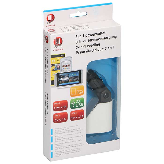 2x USB + 1x cigartænder fordelerstik 2.1A 12V - allride