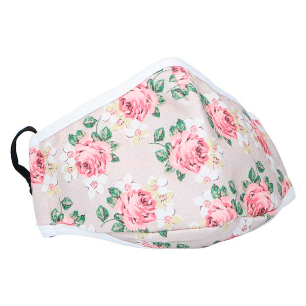 Stofmundbind 2-lags hvid med blomster, filterlomme, 2 stk. - Robin Ruth