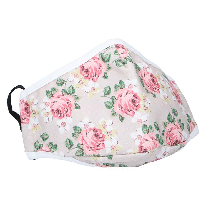 Stofmundbind 2-lags hvid med blomster, filterlomme, 2 stk. - Robin Ruth