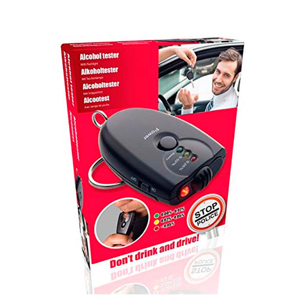 Alkoholtester med lommelygte og nøglering - hurtig vejrtestning, newco