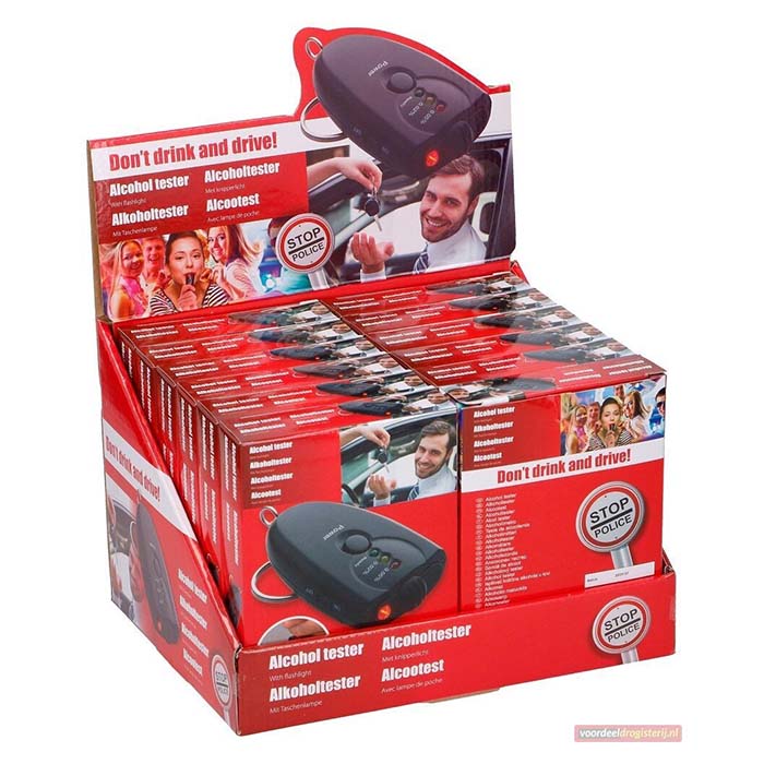 Alkoholtester med lommelygte og nøglering - hurtig vejrtestning, newco