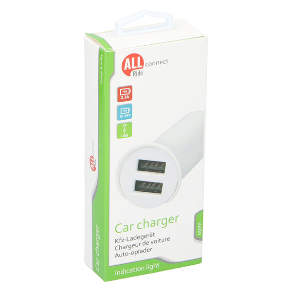 Allride 2 USB udtag til cigarettænder 2,1a, 12-24v
