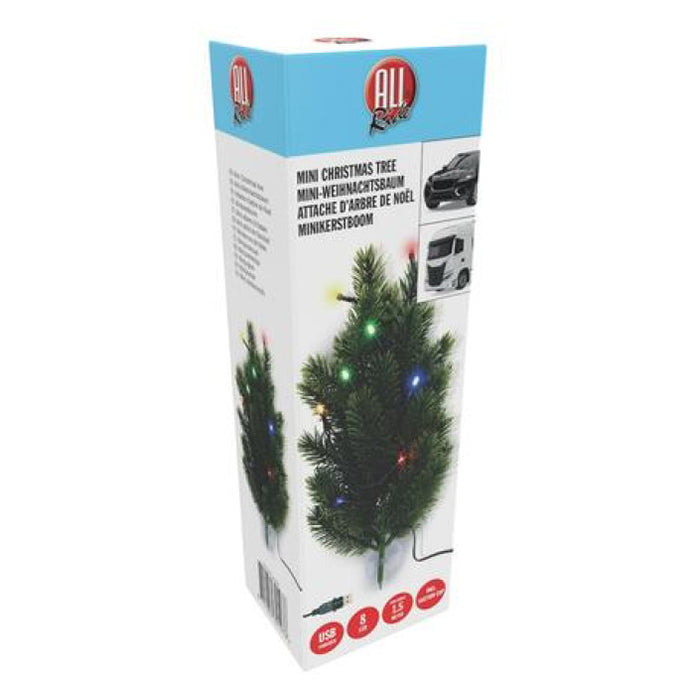 Mini juletræ med USB LED-lys, sugekop, 18,5x15x10 cm - Allride