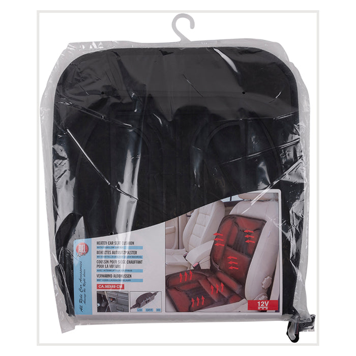 Varmesæde 12V med 2 varmetrin - til cigarettænder, sort. edco