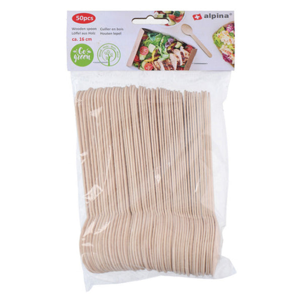 Engangsbestik ske i træ 50 stk - edco