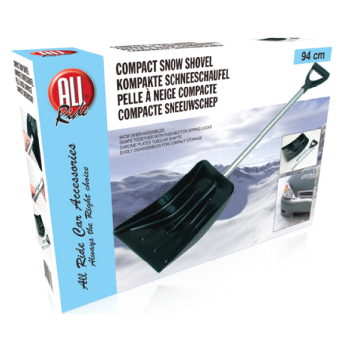 Foldbar sneskovl 94 cm, kompakt transport 35 cm, robust plastik/krom - allride