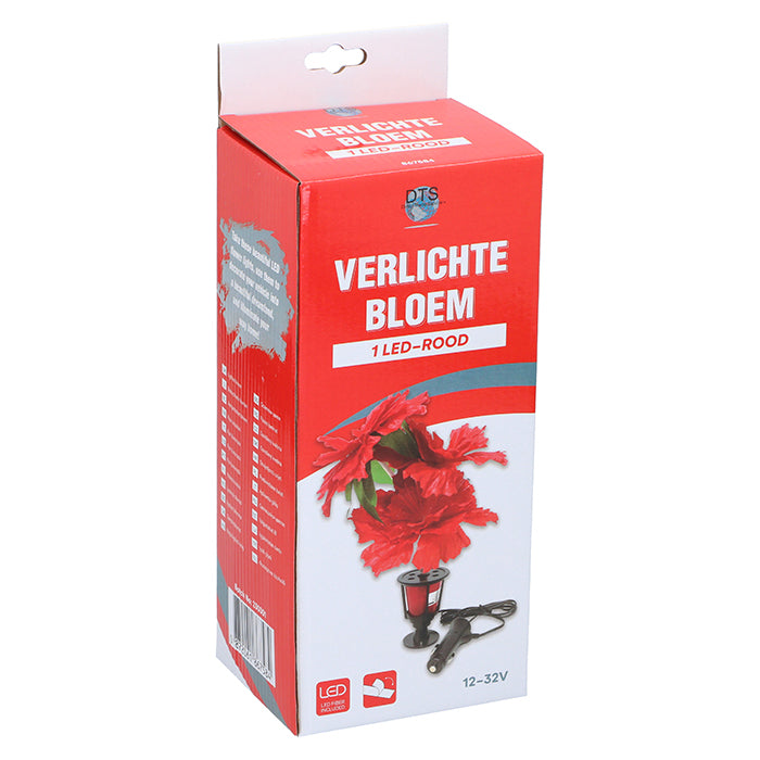 LED-blomst 12/24V rød til bil - dekorativ kabinebelysning edco