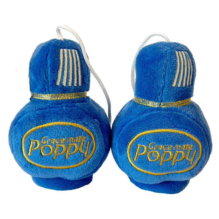 Plys-flaske blå 8x7 cm 2 stk - Poppy Plush