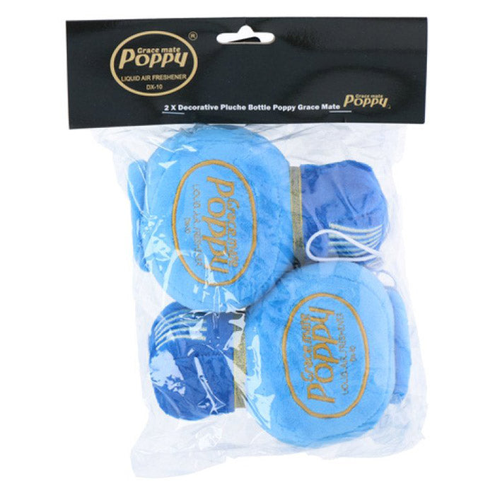 Plys-flaske blå 8x7 cm 2 stk - Poppy Plush