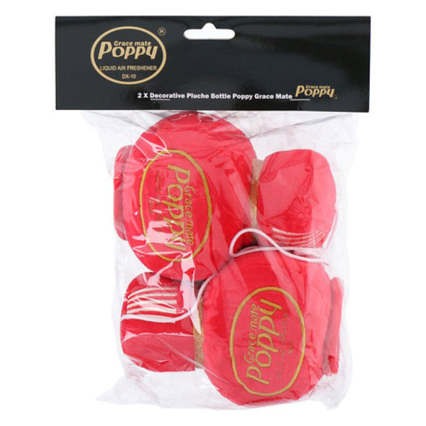 Plys-flaske rød 8x7 cm 2 stk - Poppy Plush