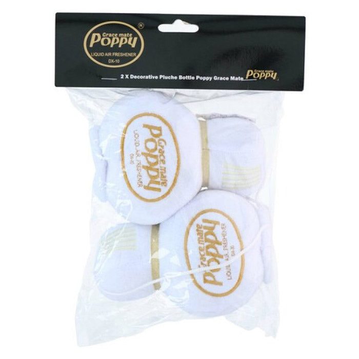 Plys-flaske hvid 8x7 cm 2 stk - Poppy Plush. Poppy