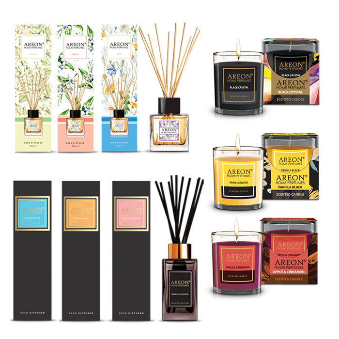Duftsortiment 29 stk - mix af duftpinde & lys til hjemmet, Areon
