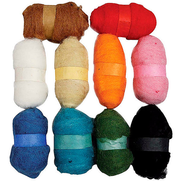 Kartet Uld, ass. farver, 10x25 g/ 1 pk.