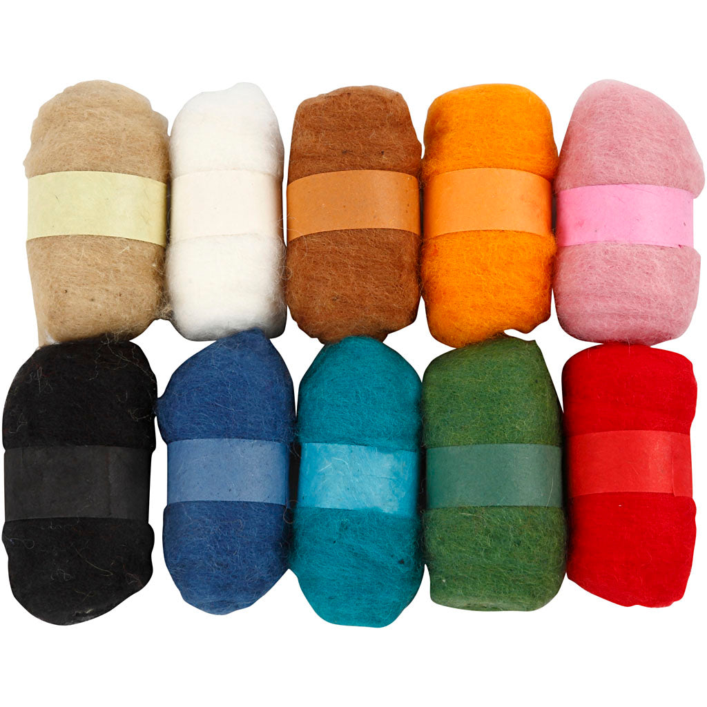 Kartet Uld i Ass. Farver - 10 x 25 g til Kreativitet
