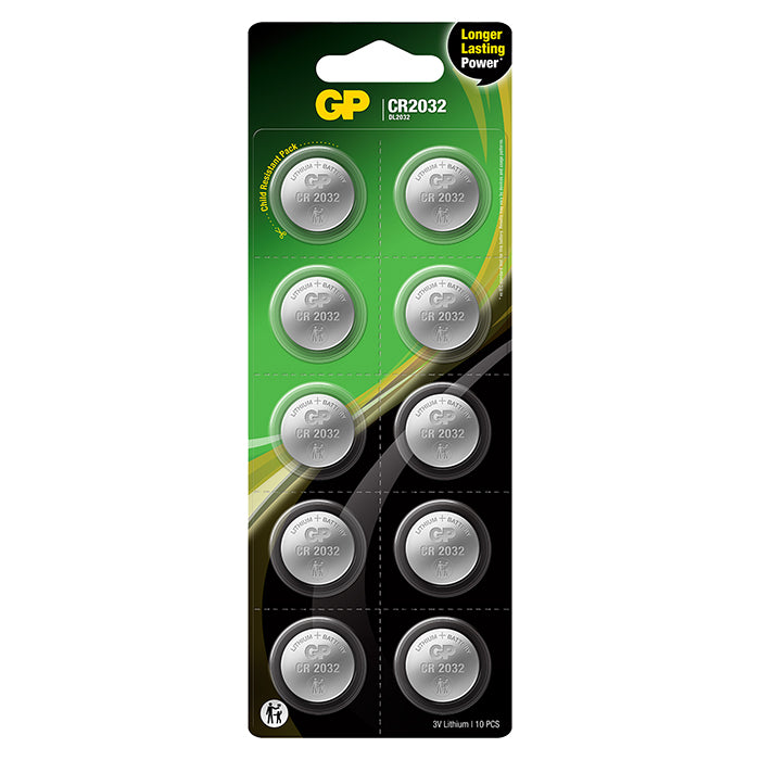Knapcellebatteri - Lithium, CR 2032 - gp-batteri