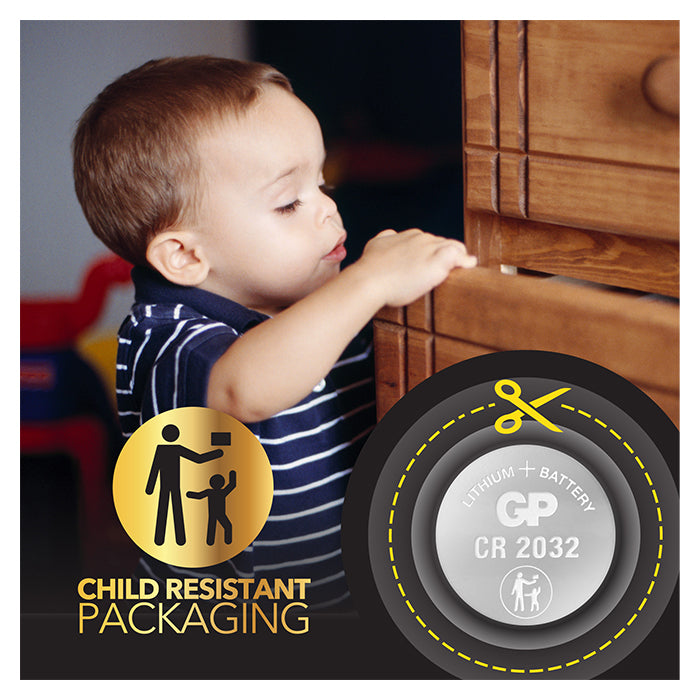 Knapcellebatteri - Lithium, CR 2032 - gp-batteri