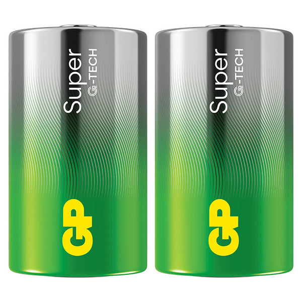 D-batteri (LR20) 2-pak - langtidsholdende alkaline til legetøj og lommelygter - GP