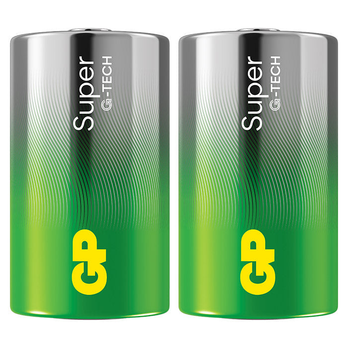 D-batteri (LR20) 2-pak - langtidsholdende alkaline til legetøj og lommelygter - GP
