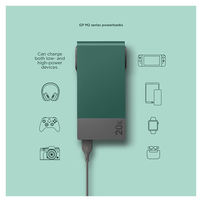 Powerbank 20.000 mAh USB-A & USB-C 22,5W hurtigopladning bærbar oplader - GP