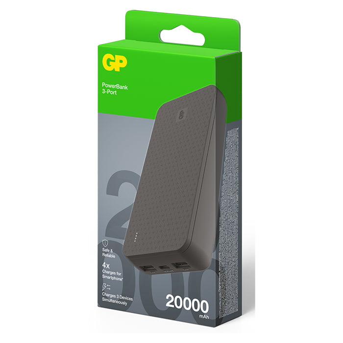 Powerbank 20000 mAh USB-C PD + USB-A LCD-display hurtigopladning - GP