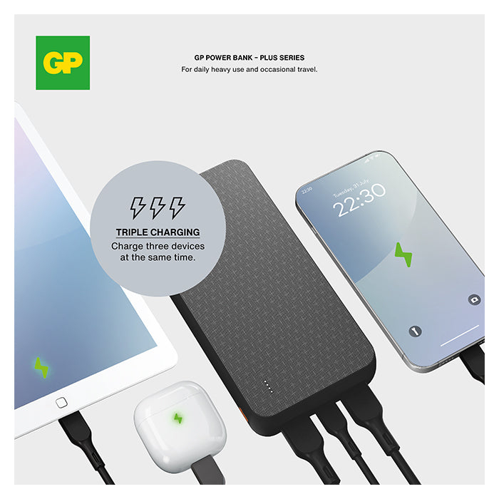 Powerbank 20000 mAh USB-C PD + USB-A LCD-display hurtigopladning - GP