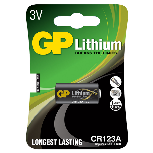 GP 123A lithium-batteri CR123A - stykvis køb - GP