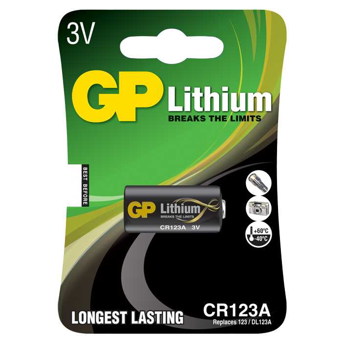 GP 123A lithium-batteri CR123A - stykvis køb - GP