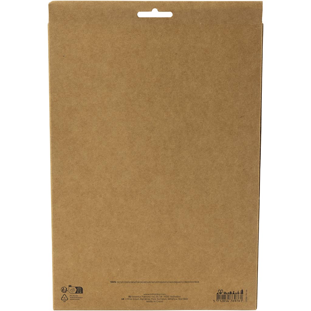 Hobbyfilt, A4, ark 210x297 mm, tykkelse 2 mm, pastelfarver, 10 stk./ 1 pk.