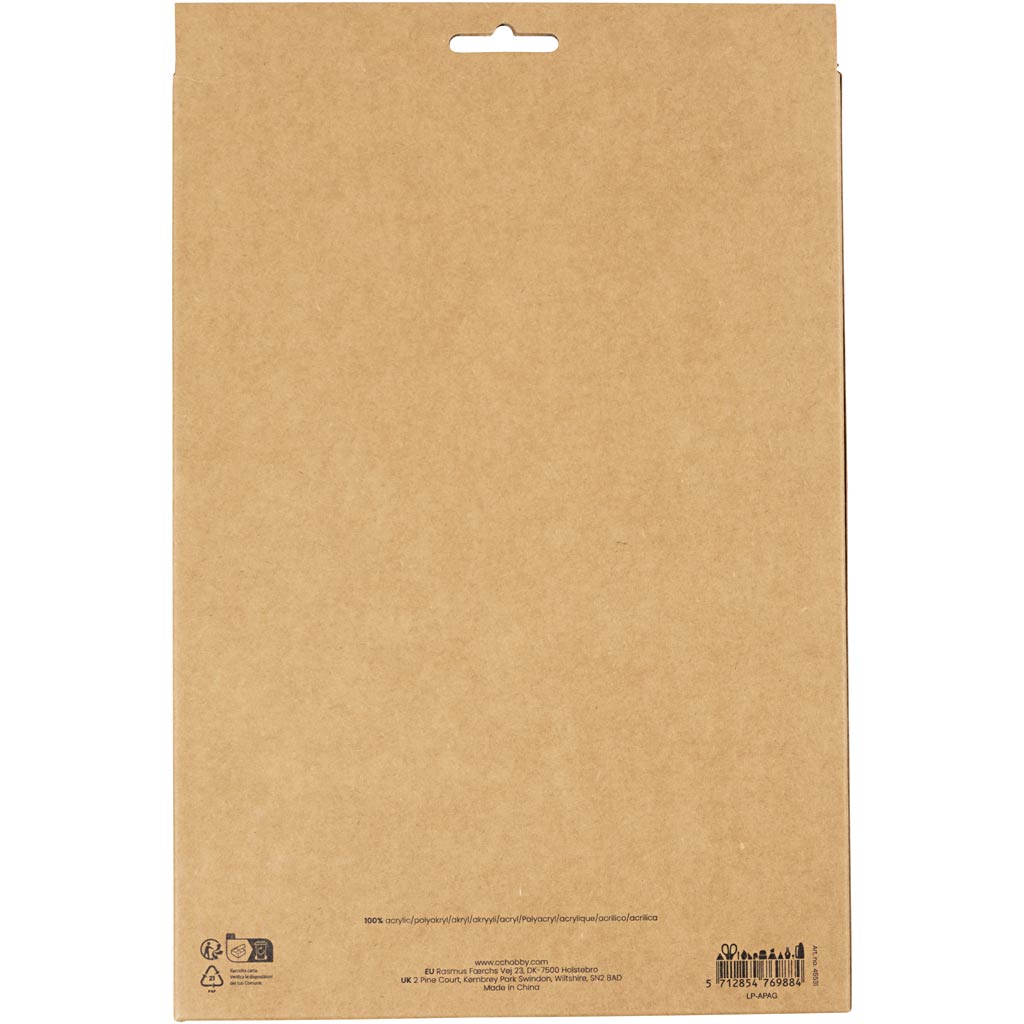 Hobbyfilt, A4, ark 210x297 mm, tykkelse 2 mm, colorful, 10 stk./ 1 pk.