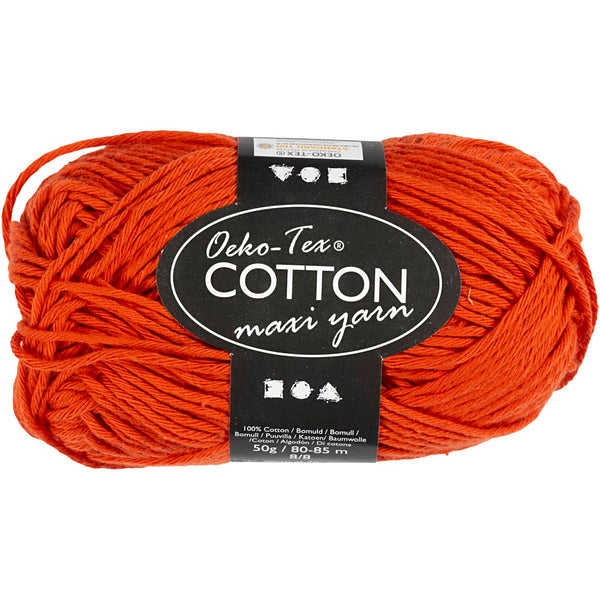 Kvalitets Bomuldsgarn 8/8 - Rød, 50 g, 80-85 m