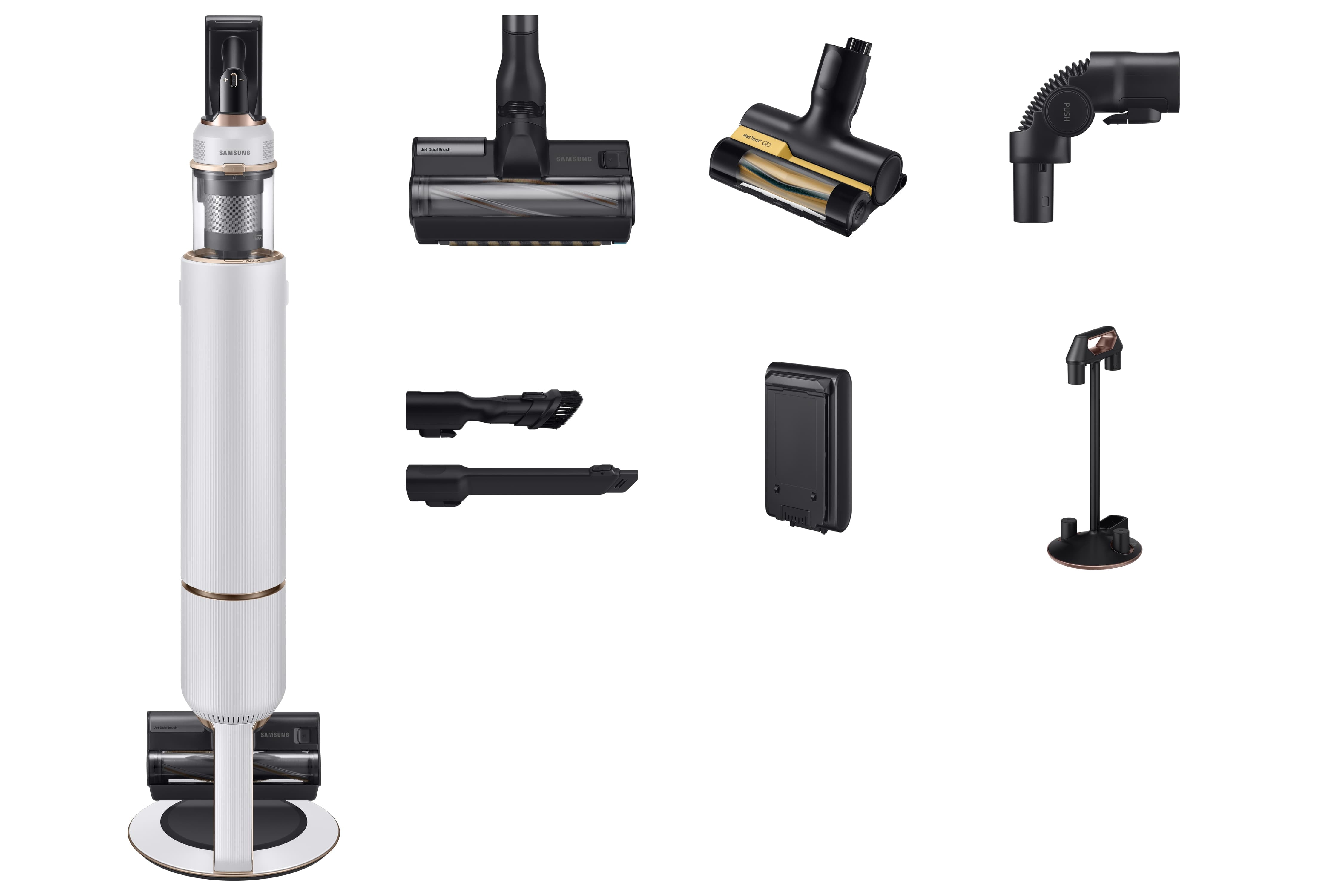 Samsung VS20B95823W 2-i-1 stangstøvsuger Batteri Dry Poseløs 210 W Sort, Hvid