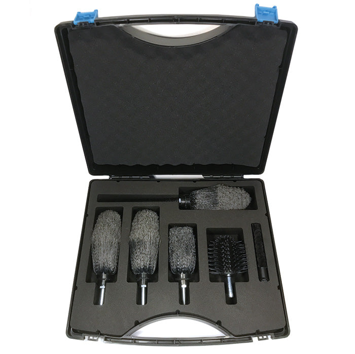 Bilplejesæt kuffert med 5 børster til fælger, tæpper & dyrehår - Twisstar