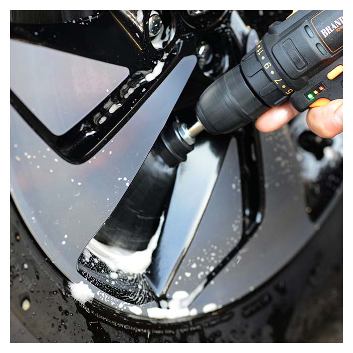 Bilplejesæt kuffert med 5 børster til fælger, tæpper & dyrehår - Twisstar