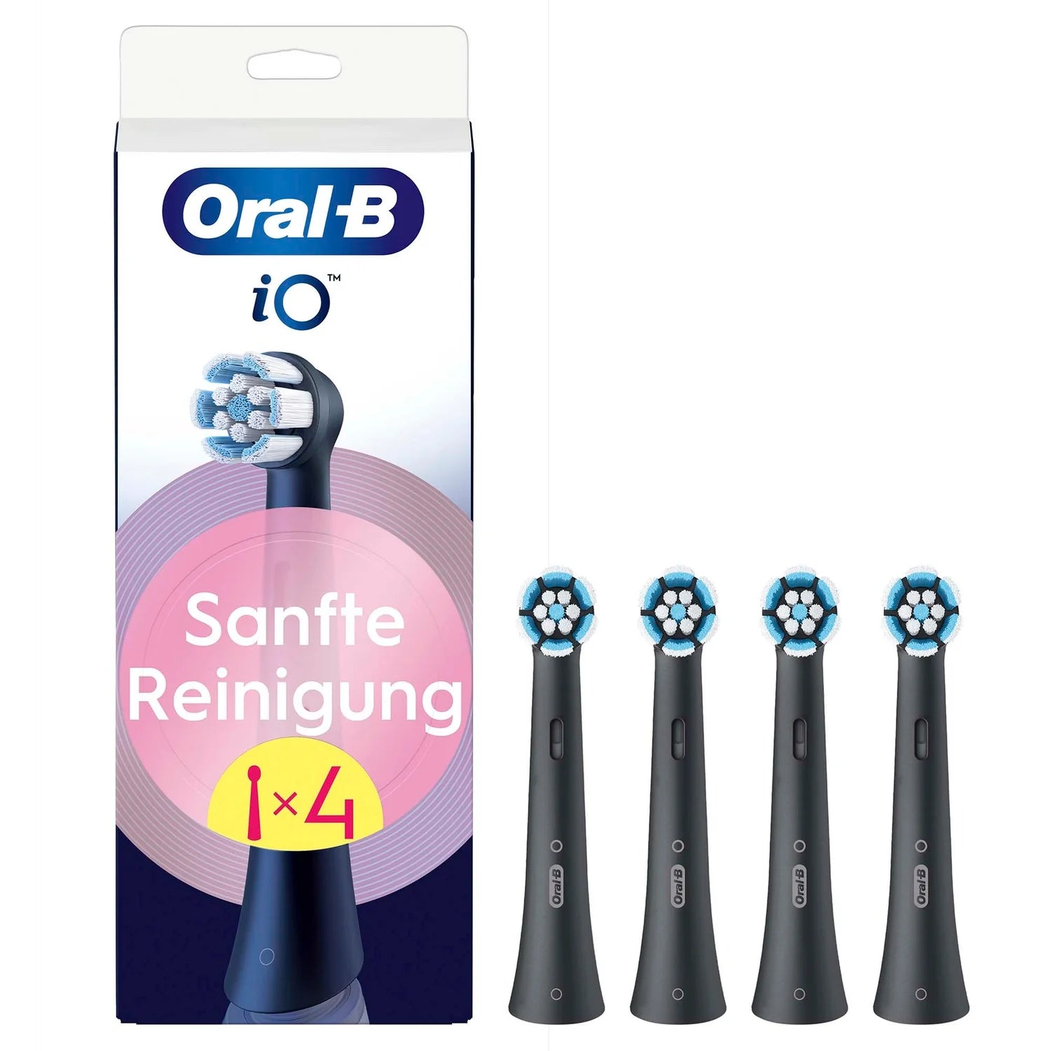 Oral-B iO Soft Clean Brush tips Sort, 4 stk. Ekstra tandbørstehoveder