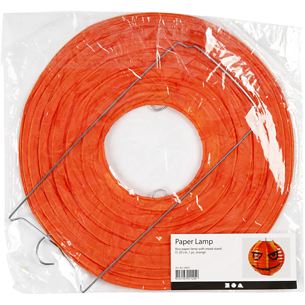Rispapirlampe, diam. 20 cm, orange, 1 stk.