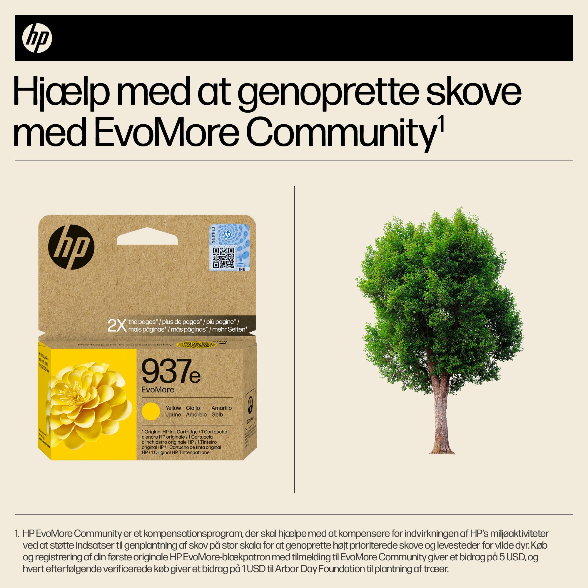 HP 937e EvoMore Gul 1650 sider Blæk